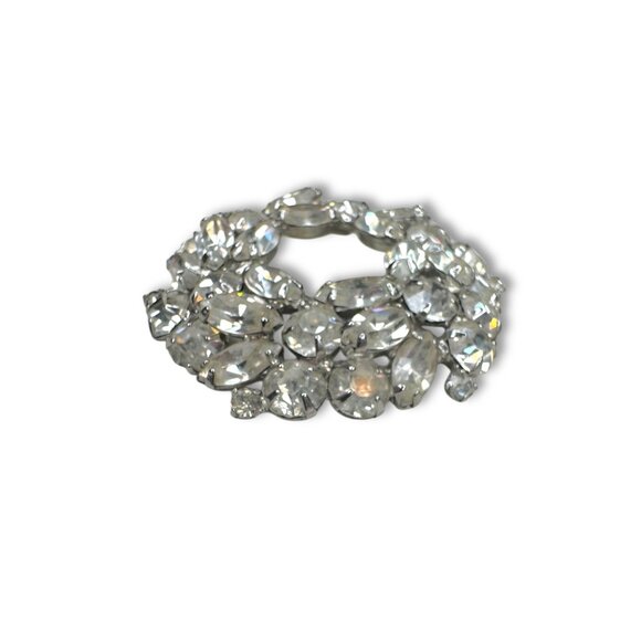 Weiss Silver Tone Clear Crystal Wreath Brooch Vintage - Picture 6 of 9